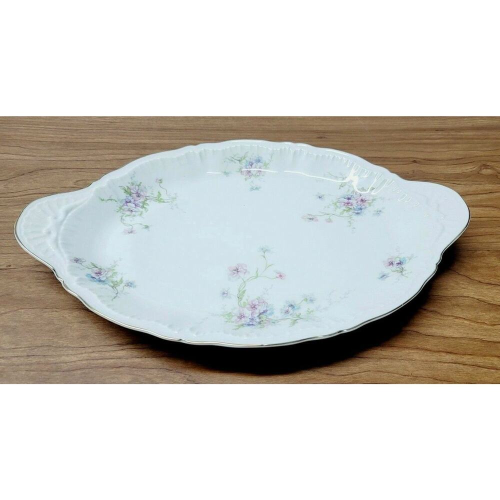 Theodore Haviland "Annette" Vtg 14.25" Serving Platter Pink Blue Flowers